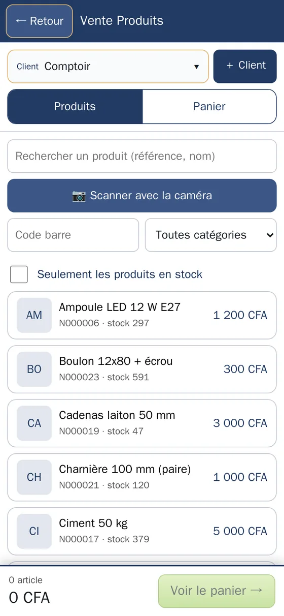 La caisse de Gaïndé sur téléphone